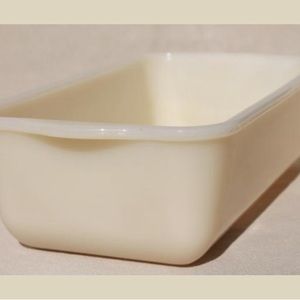 Fire King ivory or custard glass loaf pan.